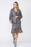 Vocal Faux Long Sleeve Jacket with Fringe & Studs