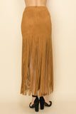 Vocal Faux Suede Long Fringe Maxi Skirt