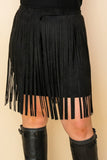 Vocal Plus Size Faux Suede Fringe Mini Skirt