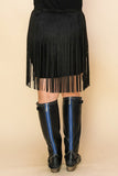 Vocal Plus Size Faux Suede Fringe Mini Skirt