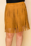 Vocal Plus Size Faux Suede Fringe Mini Skirt