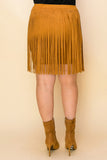 Vocal Plus Size Faux Suede Fringe Mini Skirt