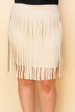 Vocal Plus Size Faux Suede Fringe Mini Skirt