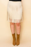 Vocal Plus Size Faux Suede Fringe Mini Skirt