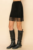 Vocal Faux Suede Fringe Mini Skirt