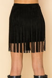 Vocal Faux Suede Fringe Mini Skirt