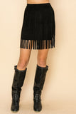 Vocal Faux Suede Fringe Mini Skirt