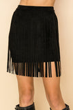 Vocal Faux Suede Fringe Mini Skirt