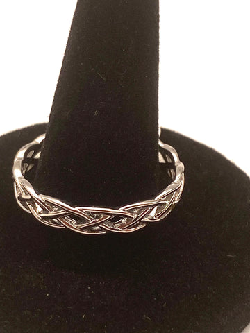 925 Silver Woven Band Size 12