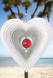 Heart Wind Spinner -  Stainless Steel with Red Glass Ball