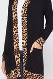 Plus Size Black and Leopard Print Cardigan