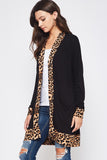 Beeson River Black and Leopard Print Cardigan