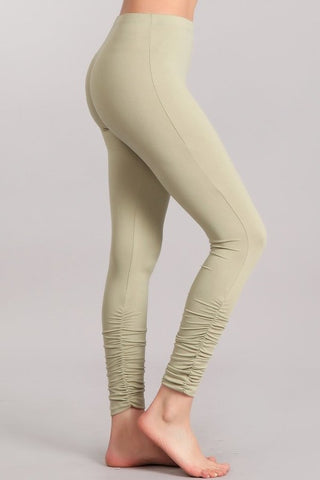 Chatoyant Ultra Soft Leggings With Gathered Ankle Sage