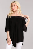 Chatoyant Off Shoulder Tunic Top Black