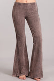 Chatoyant Diagonal Crochet Lace Mieneral Wash Bell Bottoms Desert Taupe