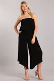 Chatoyant Strapless Cropped Wide Leg Jumpsuit Black