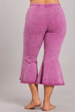Chatoyant Plus Size Mineral Wash Cropped Bell with Seam Detail Magenta Haze