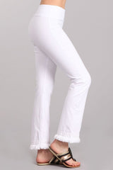Chatoyant Mineral Wash Ankle Length Crochet Fringe White