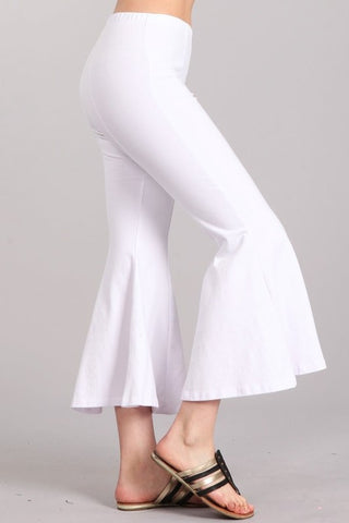 Chatoyant Mineral Wash Cropped Flare Bells White