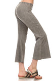Chatoyant Plus Size Mineral Washed Crop Flare Taupe Grey