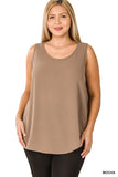 Plus Size Woven Crepe Sleeveless Top