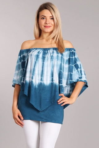 Chatoyant 4 Way Hand Tie Dye Top Teal