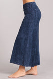 Chatoyant Mineral Wash Cropped Wide-Leg Pants Electric Blue