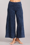 Chatoyant Mineral Wash Cropped Wide-Leg Pants Electric Blue