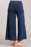 Chatoyant Mineral Wash Cropped Wide-Leg Pants Electric Blue