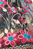 Mesh Embroidered Floral Long Kimono Lace Trim