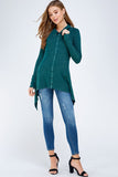 Urban X Mineral Washed Long Sleeve Thermal Tunic Outerwear Teal