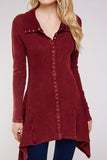 Urban X Mineral Washed Long Sleeve Thermal Tunic Outerwear Burgundy