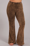 Chatoyant Plus Size Mineral Wash Bell Bottoms Chestnut Brown