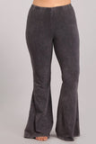 Chatoyant Plus Size Mineral Wash Bell Bottoms Dark Ash Gray