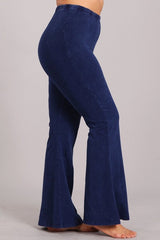 Chatoyant Plus Size Mineral Wash Bell Bottoms Galaxy Blue