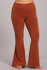 Chatoyant Plus Size Mineral Wash Bell Bottoms Sugar Almond