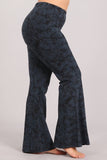Chatoyant Plus Size Snake Print Bell Bottoms Charcoal Navy