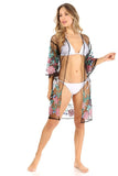 Mesh Embroidered Floral Long Kimono