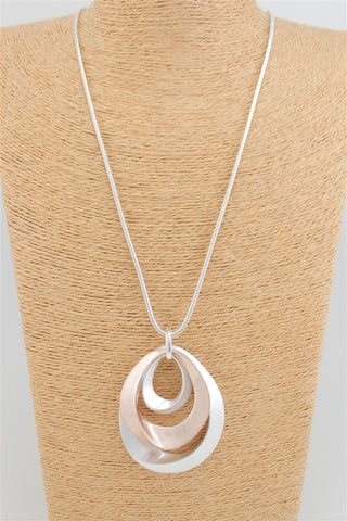 Two Tone Rose Gold and Rhodium Long Necklace