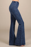Chatoyant Mineral Wash Bell Bottoms Electric Blue