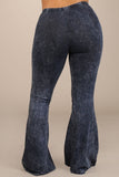 Chatoyant Plus Size Mineral Wash Bell Bottoms Charcoal Navy