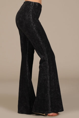 Chatoyant Mineral Wash Bell Bottoms Black