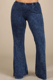 Chatoyant Plus Size Mineral Wash Bell Bottoms Electric Blue