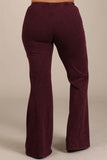 Chatoyant Plus Size Mineral Wash Bell Bottoms Burgundy