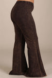 Chatoyant Plus Size Mineral Wash Bell Bottoms Brown