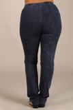 Chatoyant Plus Size Mineral Wash Leggings Charcoal Navy