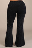Chatoyant Plus Size Mineral Wash Bell Bottoms Black
