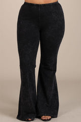 Chatoyant Plus Size Mineral Wash Bell Bottoms Black