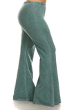 Chatoyant Plus Size Mineral Wash Bell Bottoms Emerald