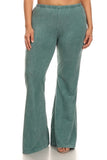 Chatoyant Plus Size Mineral Wash Bell Bottoms Emerald